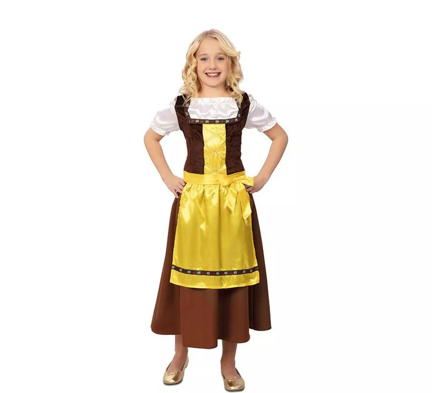 Translation missing: pt-PT.Disfraz de Bávara clásica marrón y amarillo para niña
