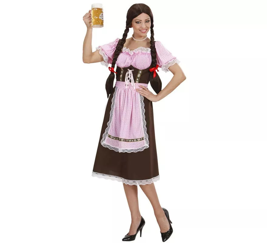 Translation missing: pt-PT.Disfraz de Bávara rosa y marrón a cuadros para mujer