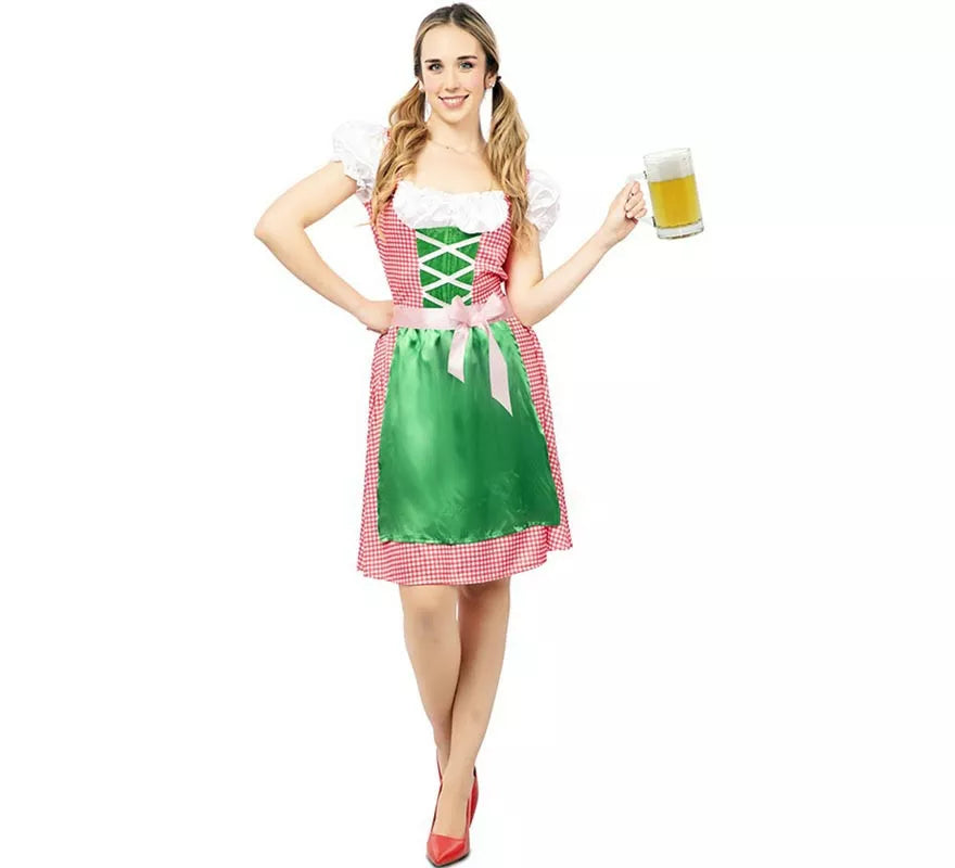 Translation missing: pt-PT.Disfraz de Bávara vestido rosa y verde para mujer