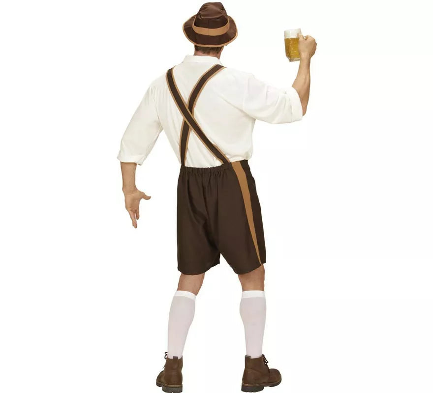 Translation missing: pt-PT.Disfraz de Bávaro blanco y marrón con sombrero para hombre