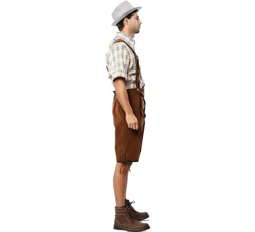 Translation missing: pt-PT.Disfraz de Bávaro clásico marrón a rayas para hombre
