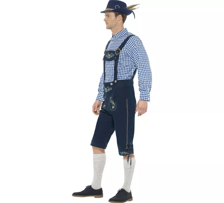 Translation missing: pt-PT.Disfraz de Bávaro Tradicional Azul con Lederhosen para hombre