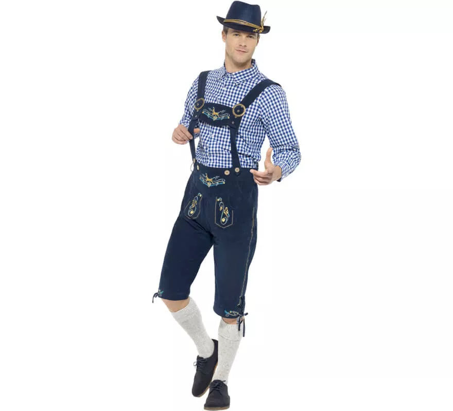 Translation missing: pt-PT.Disfraz de Bávaro Tradicional Azul con Lederhosen para hombre