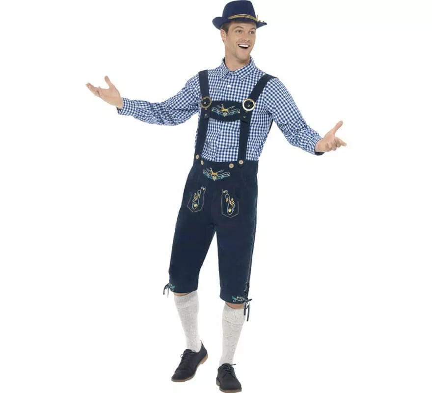 Translation missing: pt-PT.Disfraz de Bávaro Tradicional Azul con Lederhosen para hombre