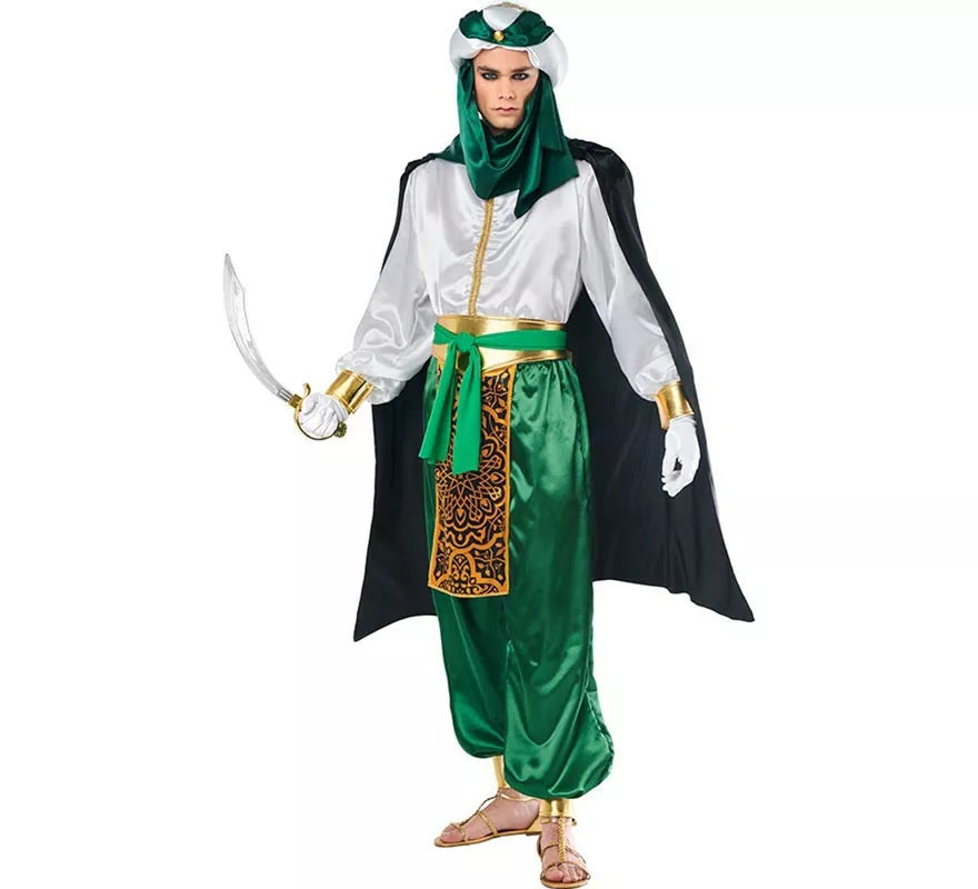 Translation missing: pt-PT.Disfraz de Beduino elegante verde y blanco para hombre