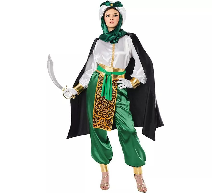 Translation missing: pt-PT.Disfraz de Beduino elegante verde y blanco para mujer