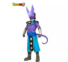 Fato de Dragon Ball Beerus com máscara e maquiagem para criança
