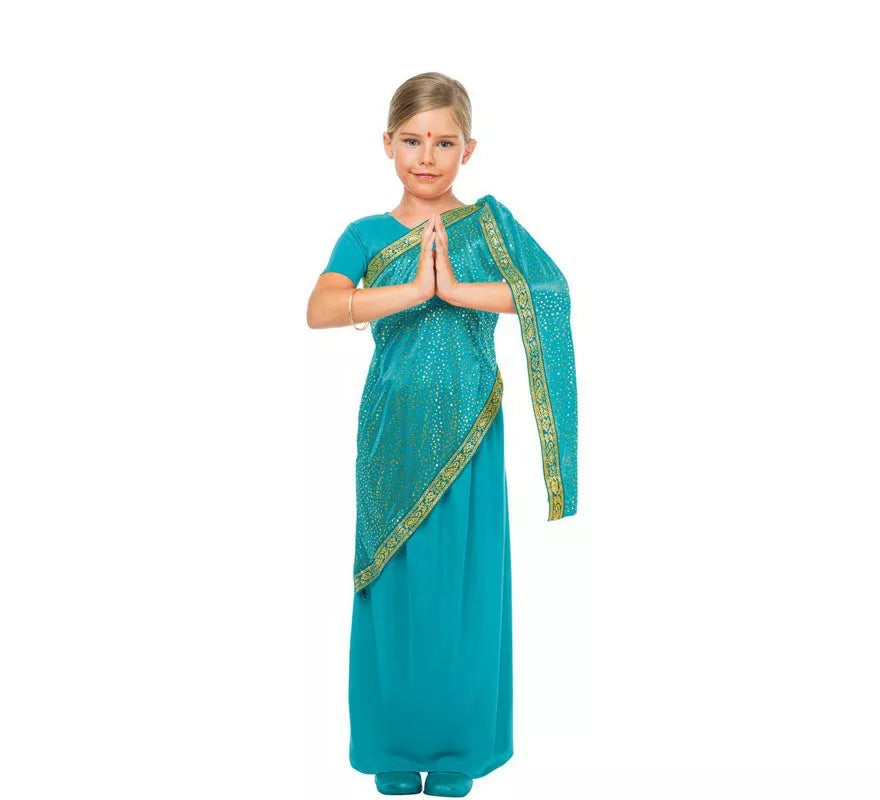 Translation missing: pt-PT.Disfraz de Bollywood Azul Turquesa para Niña