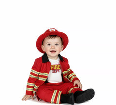 Fato de bombeiro com gorro para bebé
