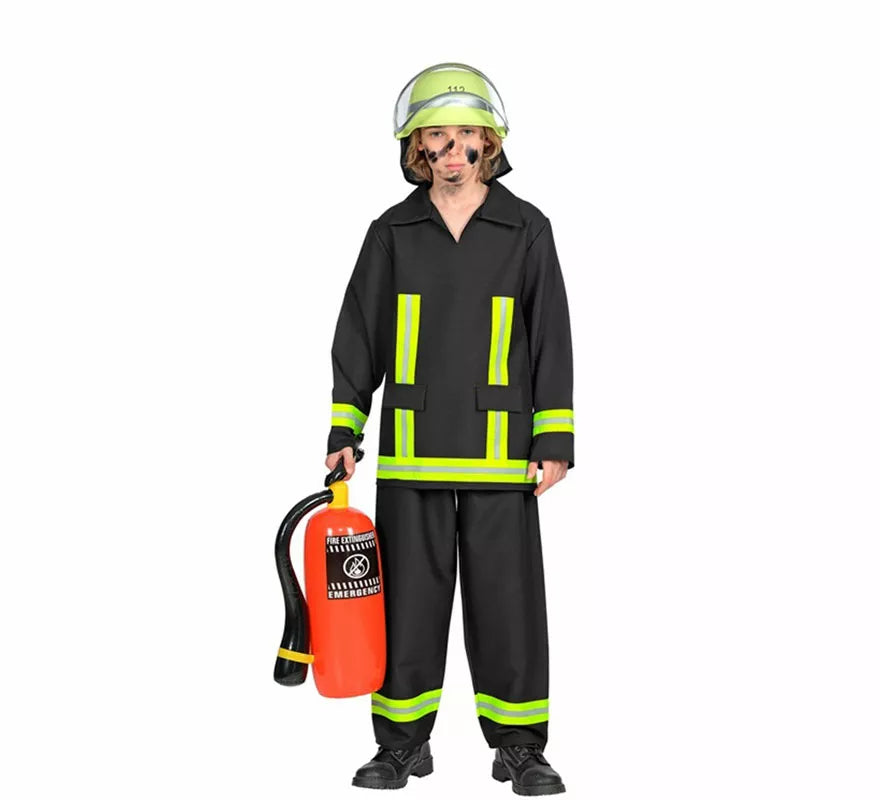 Translation missing: pt-PT.Disfraz de Bombero negro y amarillo para niño