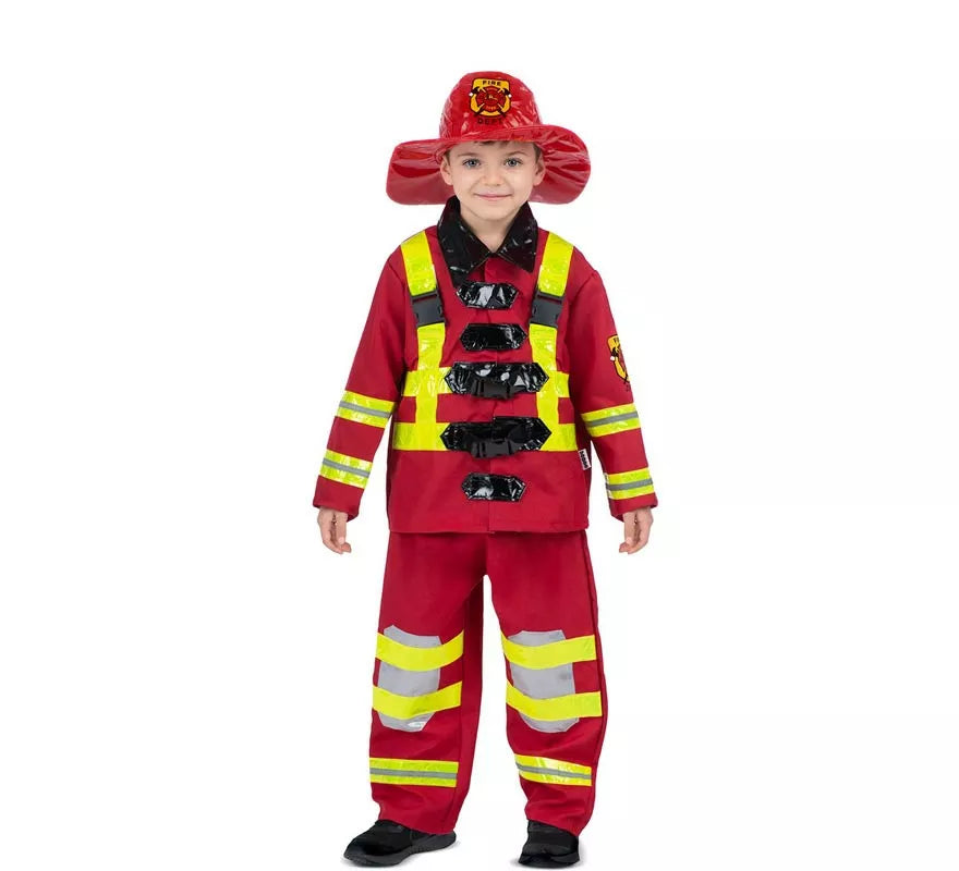 Translation missing: pt-PT.Disfraz de Bombero rojo y amarillo con casco para niños