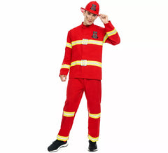 Fato de bombeiro vermelho e amarelo para homem