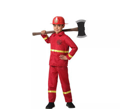 Traje de bombeiro vermelho e amarelo para meninos