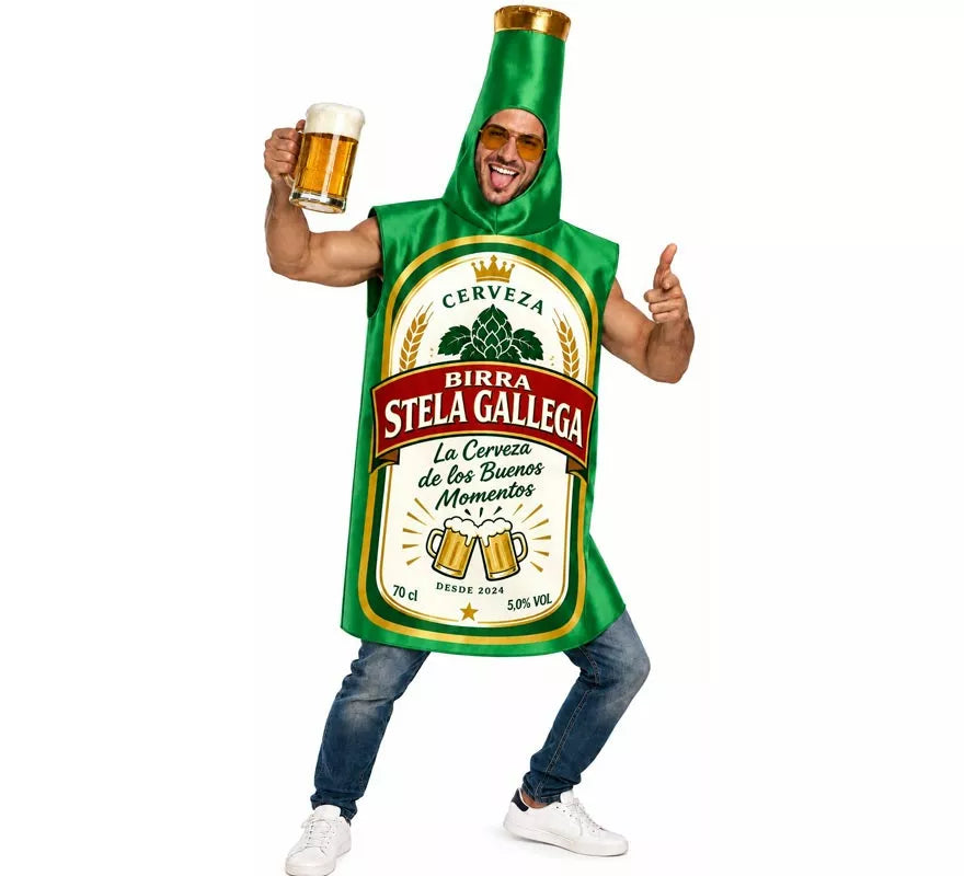 Translation missing: pt-PT.Disfraz de Botellín de Cerveza verde para adultos