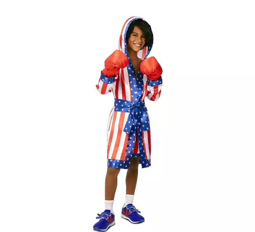 Translation missing: pt-PT.Disfraz de Boxeador Profesional USA con cinturón para niño