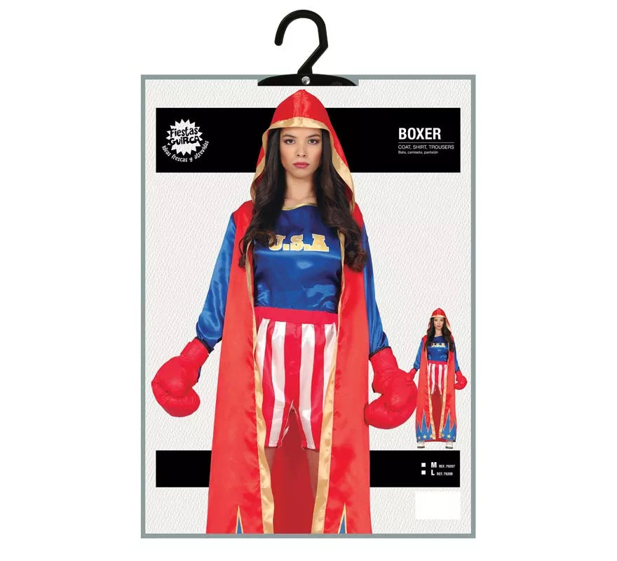 Translation missing: pt-PT.Disfraz de Boxeadora Azul y Rojo para mujer