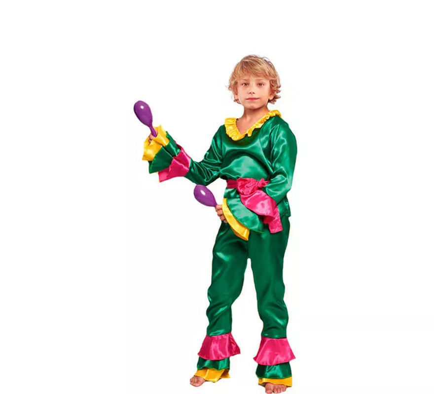 Translation missing: pt-PT.Disfraz de Brasileño Rumbero Verde Fiesta para niño
