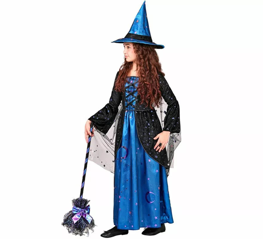 Translation missing: pt-PT.Disfraz de Bruja azul con Estrellas para niña