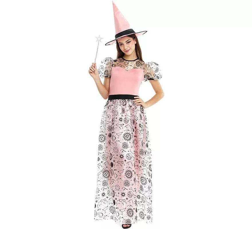 Translation missing: pt-PT.Disfraz de Bruja Buena rosa con sombrero para mujer
