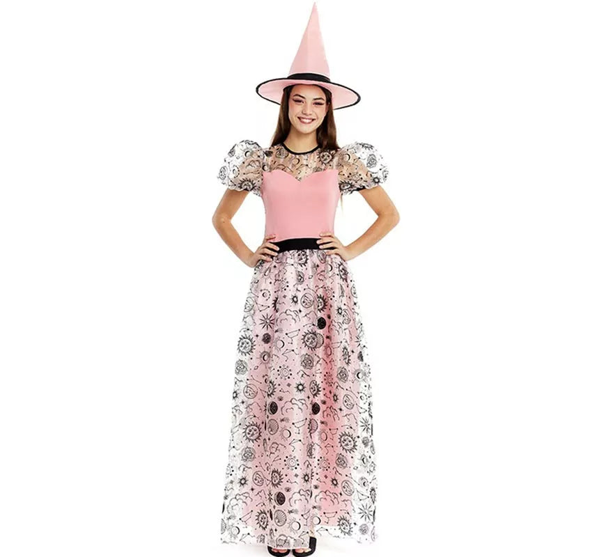 Translation missing: pt-PT.Disfraz de Bruja Buena rosa con sombrero para mujer