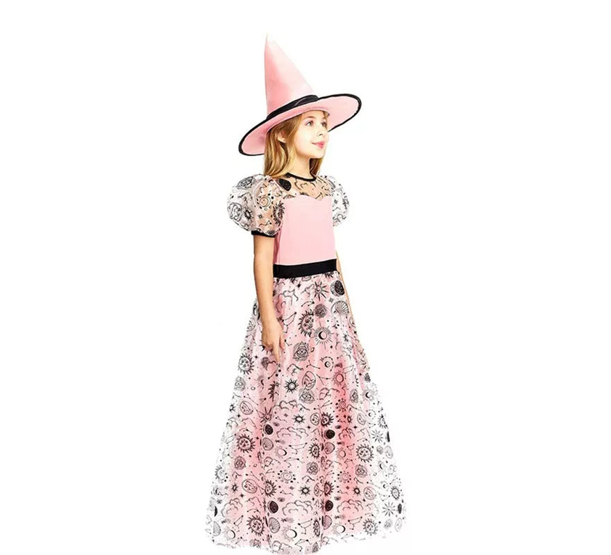 Translation missing: pt-PT.Disfraz de Bruja Buena rosa con sombrero para niña y adolescente