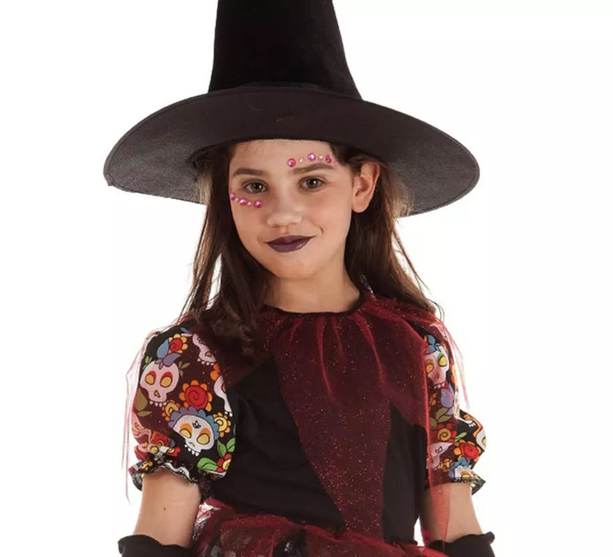 Translation missing: pt-PT.Disfraz de Bruja Calaveras Floral para niña