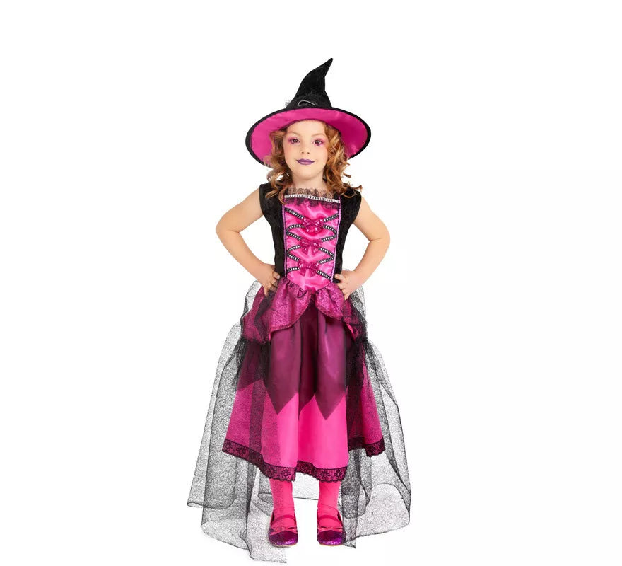 Translation missing: pt-PT.Disfraz de Bruja Chic Rosa para niña