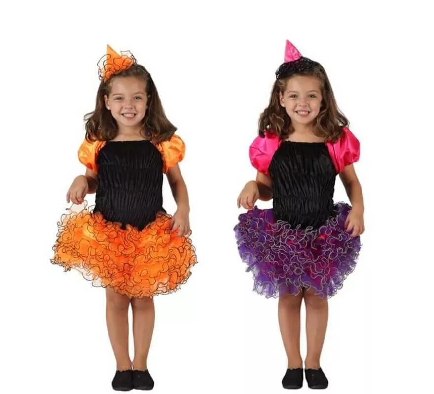 Translation missing: pt-PT.Disfraz de Bruja con falda volantes para niña en 2 colores y varias tallas