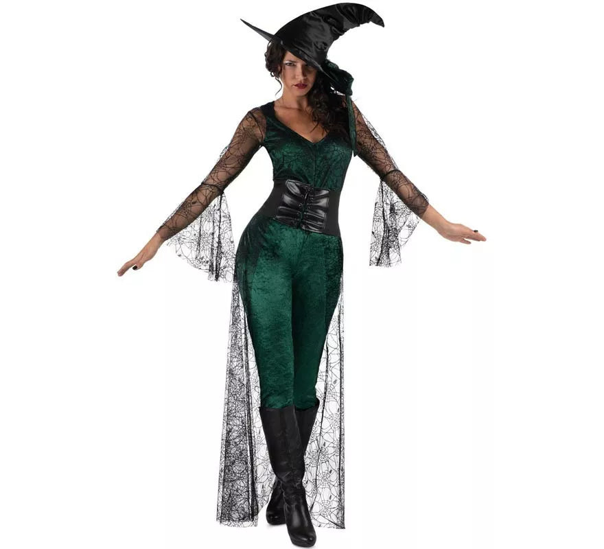 Translation missing: pt-PT.Disfraz de Bruja del Aquelarre verde para mujer