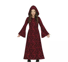 Fato de bruxa com capuz vermelho para menina