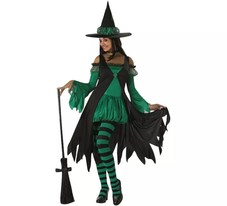 Translation missing: pt-PT.Disfraz de Bruja Esmeralda verde para mujer