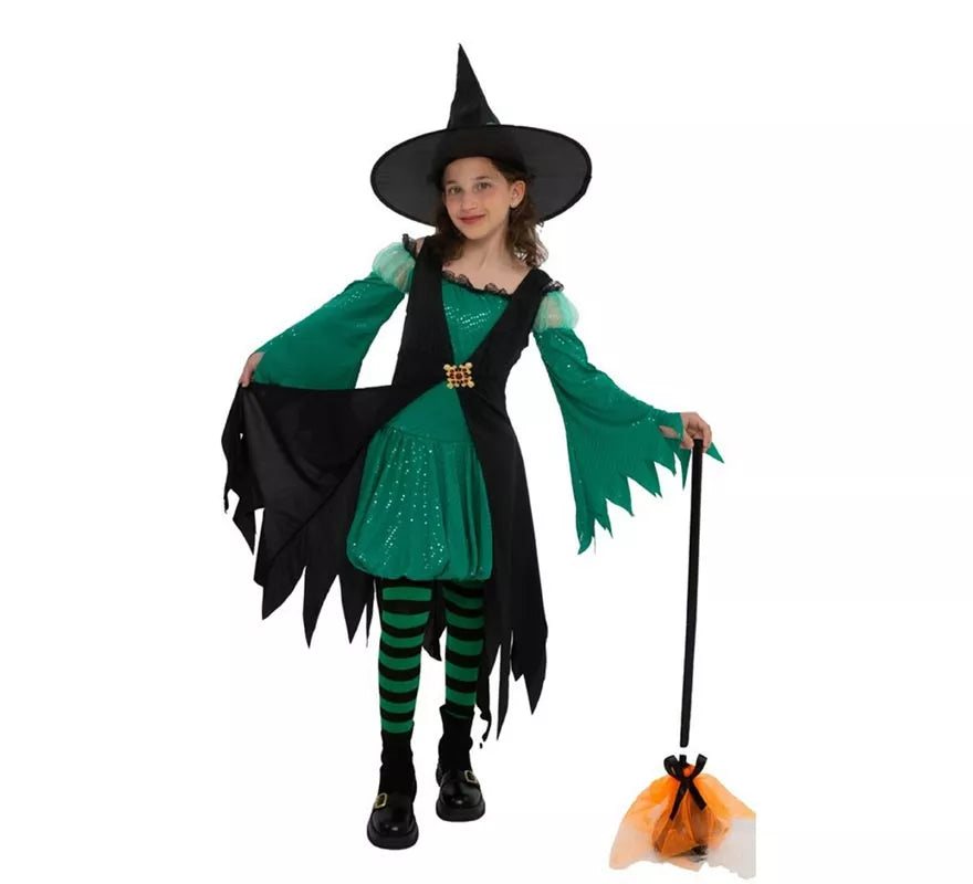 Translation missing: pt-PT.Disfraz de Bruja Esmeralda verde para niña