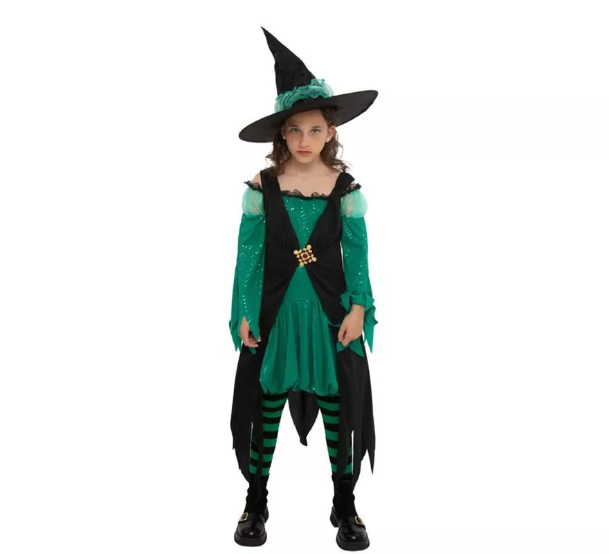 Translation missing: pt-PT.Disfraz de Bruja Esmeralda verde para niña