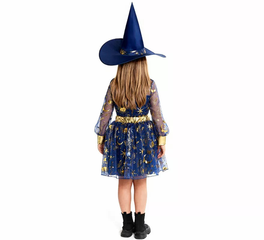 Translation missing: pt-PT.Disfraz de Bruja Esotérica azul para niña