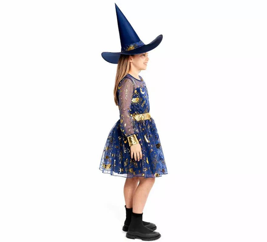 Translation missing: pt-PT.Disfraz de Bruja Esotérica azul para niña