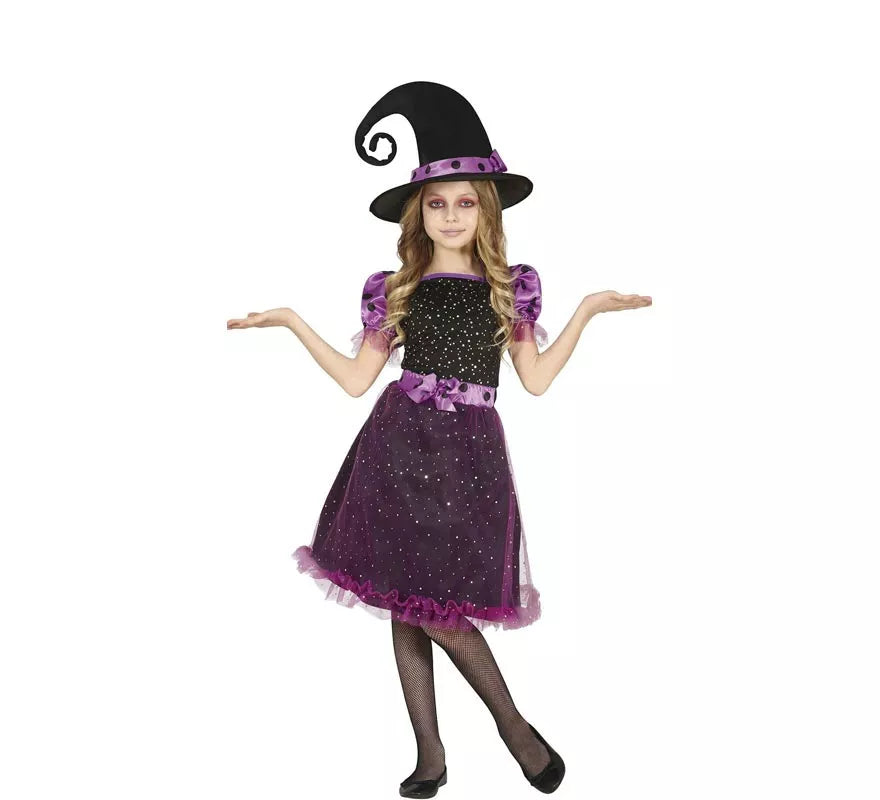 Translation missing: pt-PT.Disfraz de Bruja Morada con Tul y Lazo para niña