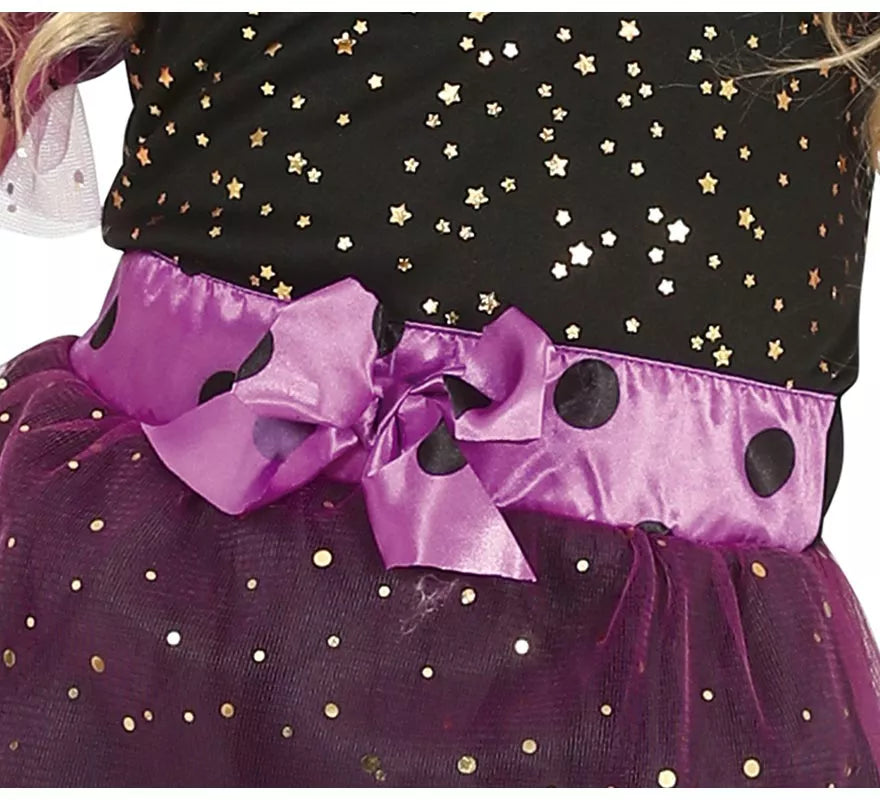 Disfraz de Bruja Morada con Tul y Lazo para niña