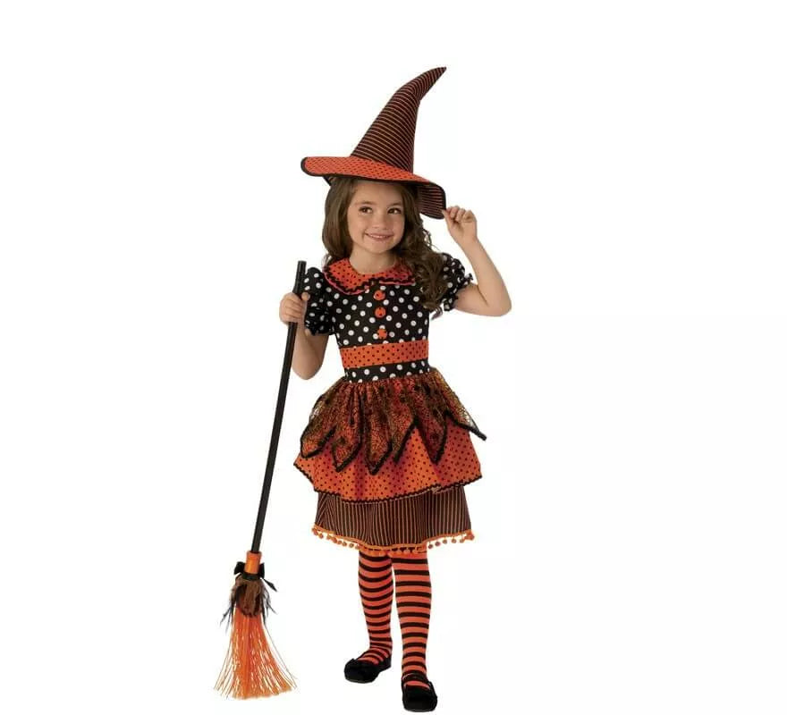 Translation missing: pt-PT.Disfraz de Bruja Negra y Naranja para niña