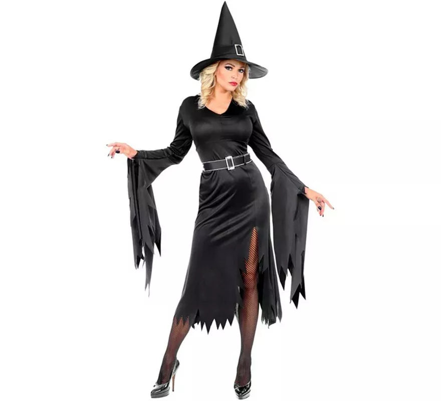 Translation missing: pt-PT.Disfraz de Bruja negro con Sombrero para mujer