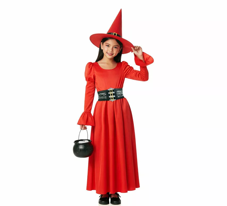 Translation missing: pt-PT.Disfraz de Bruja rojo con Corset para niña