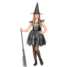 Fato de bruxa teia de aranha para meninas