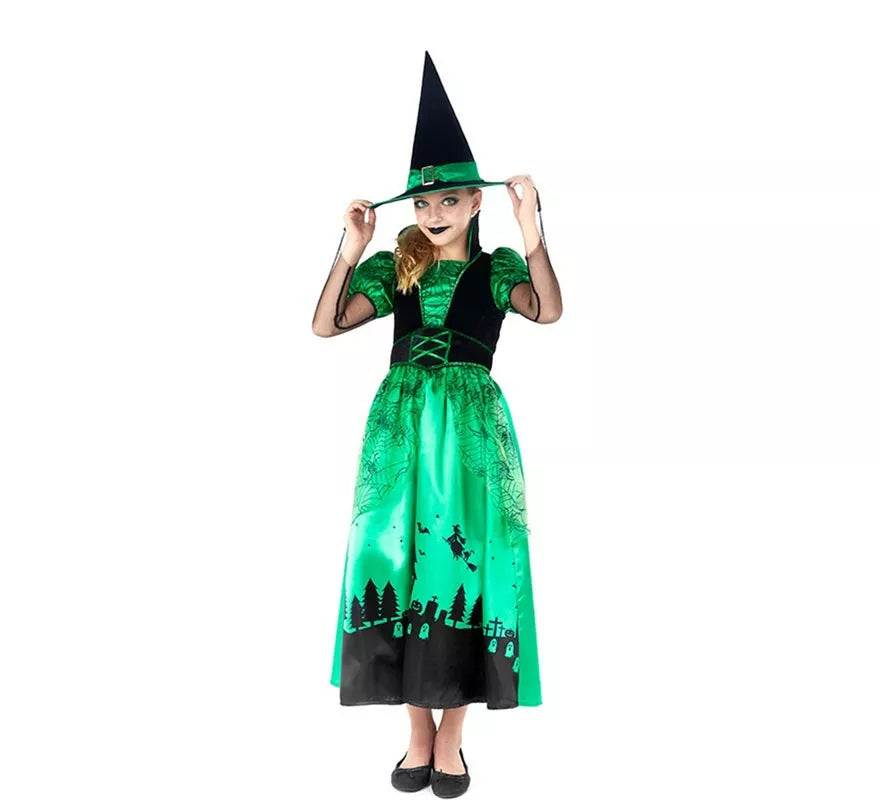 Translation missing: pt-PT.Disfraz de Bruja Verde para niña