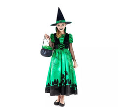 Fato de bruxa verde para menina