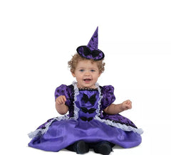 Fato de bruxa de Versalhes roxo para menina e bebé