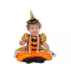 Fato de bruxa de Versalhes laranja para menina e bebé