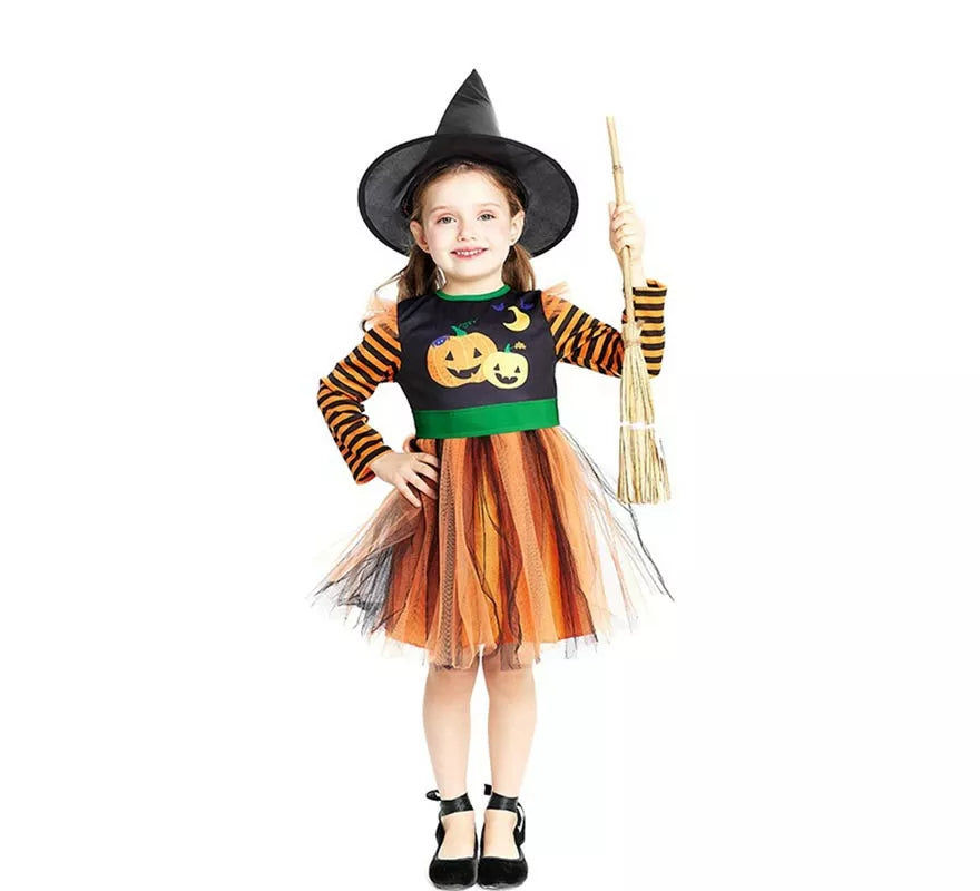 Translation missing: pt-PT.Disfraz de Brujita Calabaza con sombrero para bebé y niña