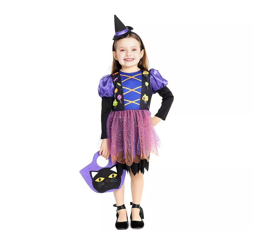 Translation missing: pt-PT.Disfraz de Brujita morada con diadema para bebé y niña