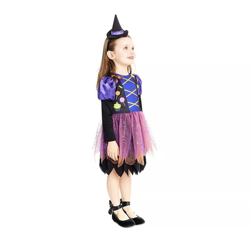 Translation missing: pt-PT.Disfraz de Brujita morada con diadema para bebé y niña