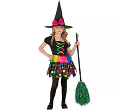 Fato de bruxa multicolorida para meninas