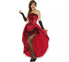 Fato de burlesco vermelho Can-can para mulher